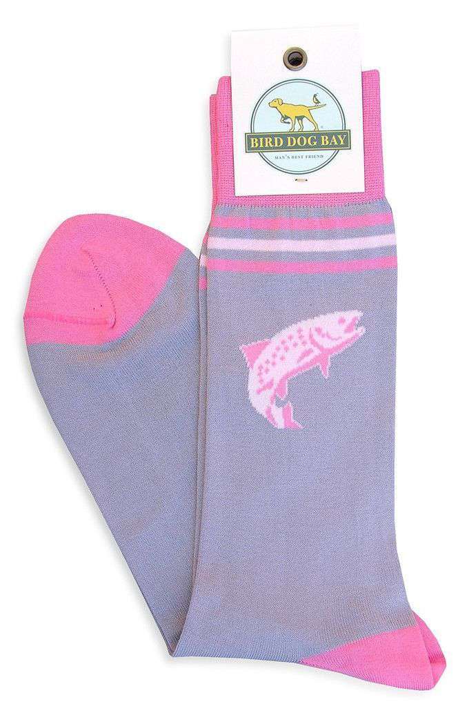 Bird Dog Bay Upstream Battle Sporting Socks in Gray Country Club Prep