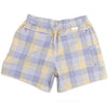 Dockside Swim Trunk in Purple and Gold Seersucker Gingham by Southern Marsh - Country Club Prep