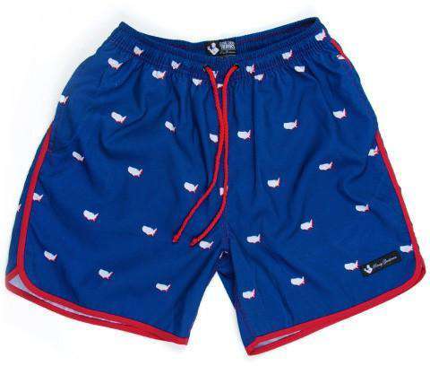 The American Silhouette Swim Trunks in Blue by Rowdy Gentleman - Country Club Prep