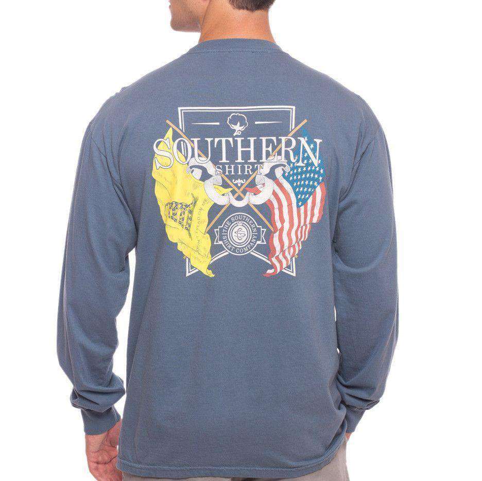 American Pride Longsleeve Tee Shirt in Bering Sea by The Southern Shirt Co. - Country Club Prep