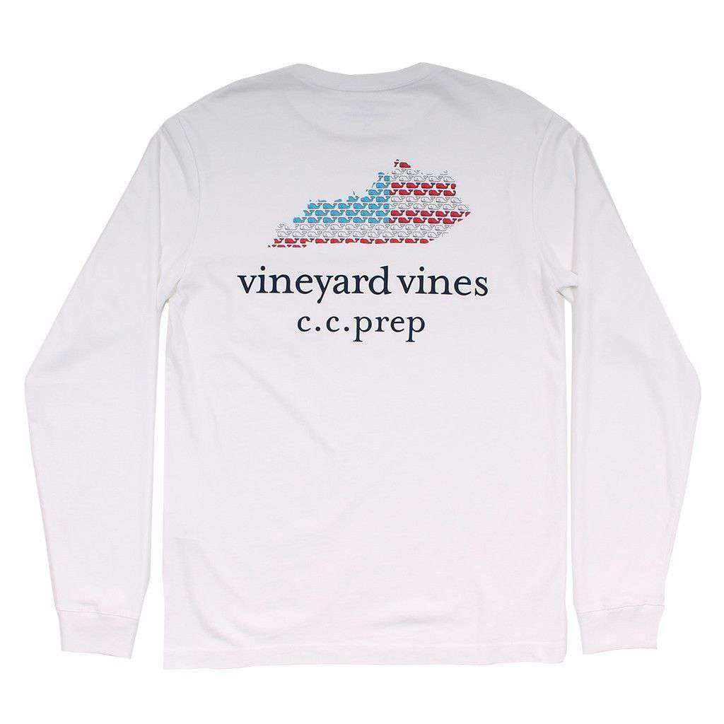 Custom Kentucky State Whale Long Sleeve Tee Shirt in White by Vineyard Vines