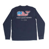 Flag Whale CC Prep Long Sleeve Tee Shirt in Blue Blazer by Vineyard Vines - Country Club Prep