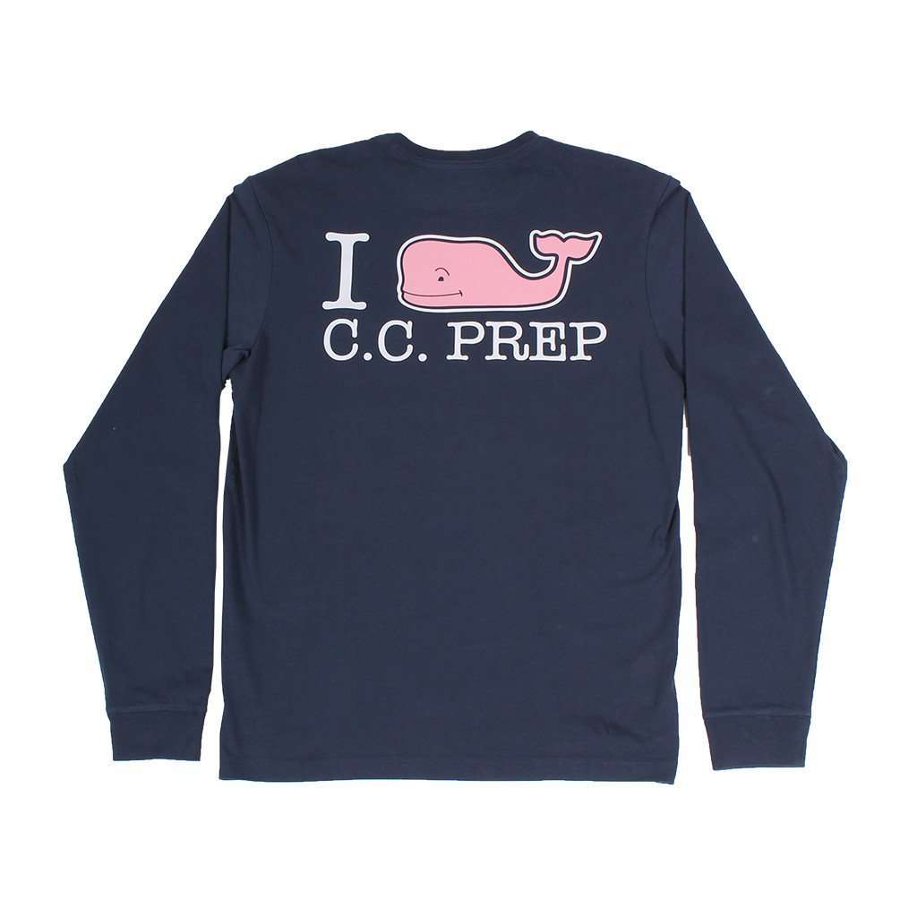 Vineyard Vines I Whale CC Prep Long Sleeve Tee Shirt in Blue Blazer –  Country Club Prep