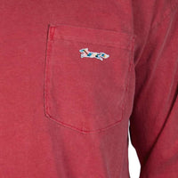 Longshanks Sewn Patch Long Sleeve Pocket Tee Shirt in Crimson by Country Club Prep - Country Club Prep