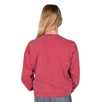 Longshanks Sewn Patch Long Sleeve Pocket Tee Shirt in Crimson by Country Club Prep - Country Club Prep