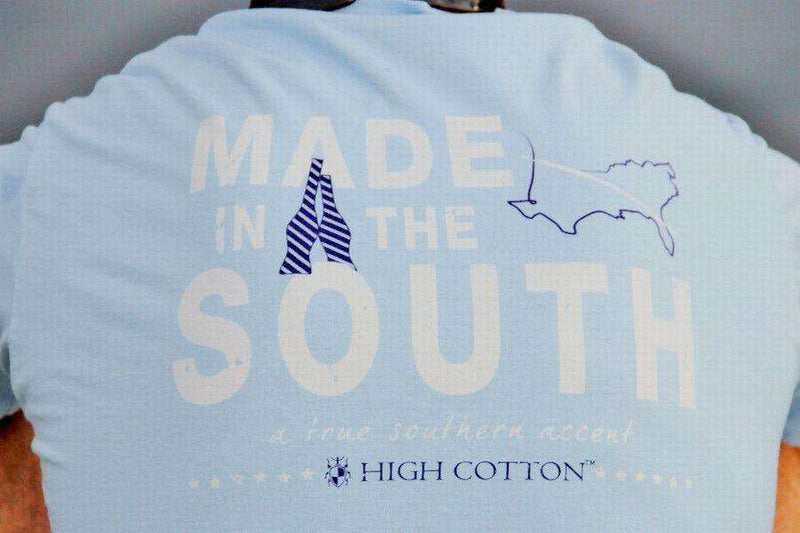 "Made in the South" Pocket Tee in Light Blue by High Cotton - Country Club Prep