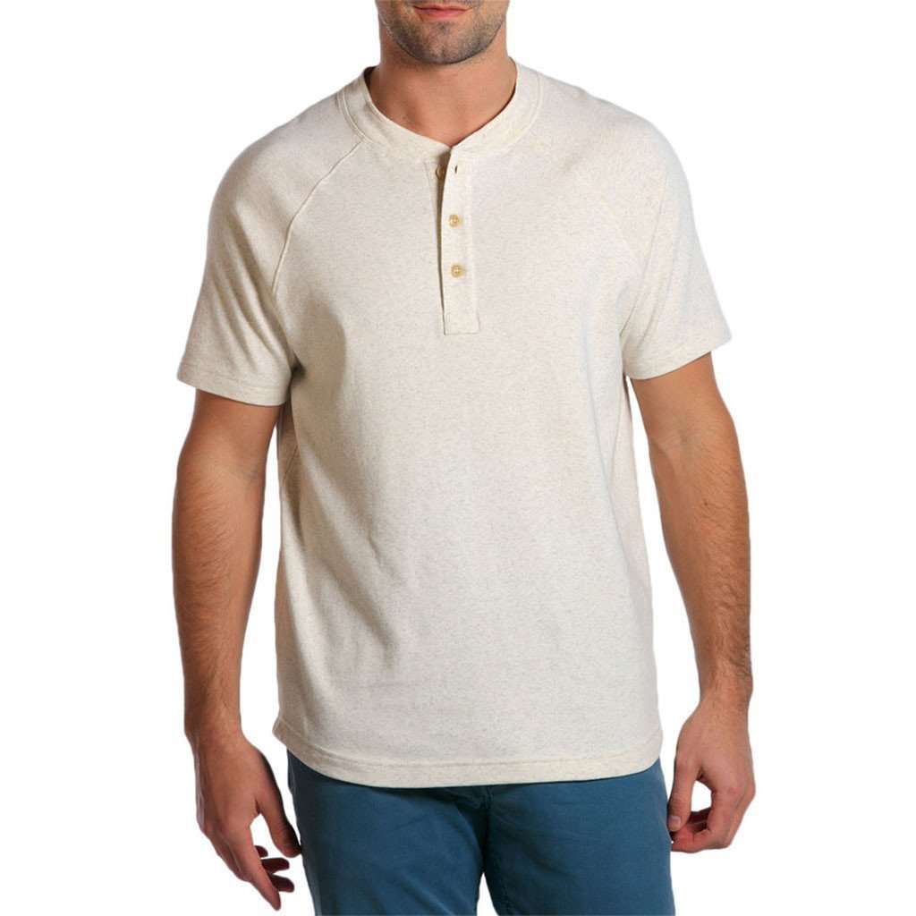 Puremeso Heathered Short Sleeve Henley in Stone by The Normal Brand - Country Club Prep