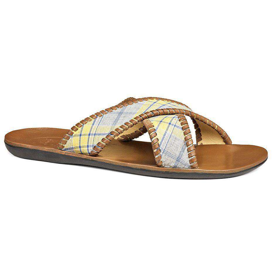 Men's Kane Sandal in Yellow Plaid by Jack Rogers - Country Club Prep