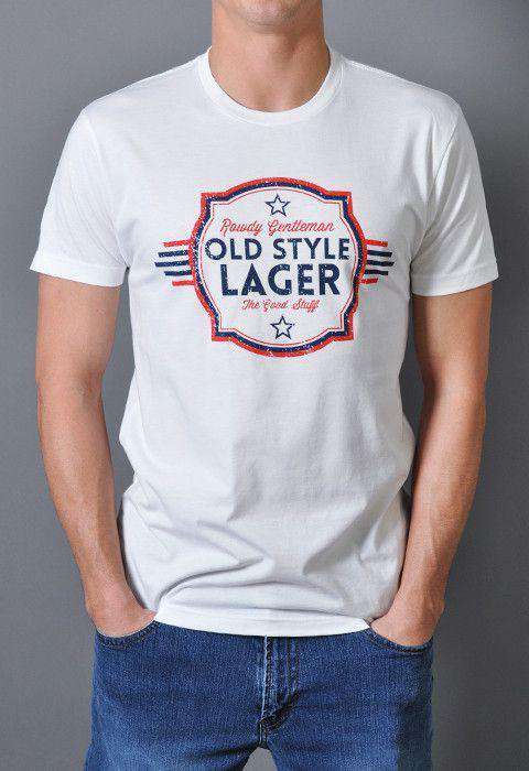Old Style Lager Vintage Tee Shirt in White by Rowdy Gentleman - Country Club Prep