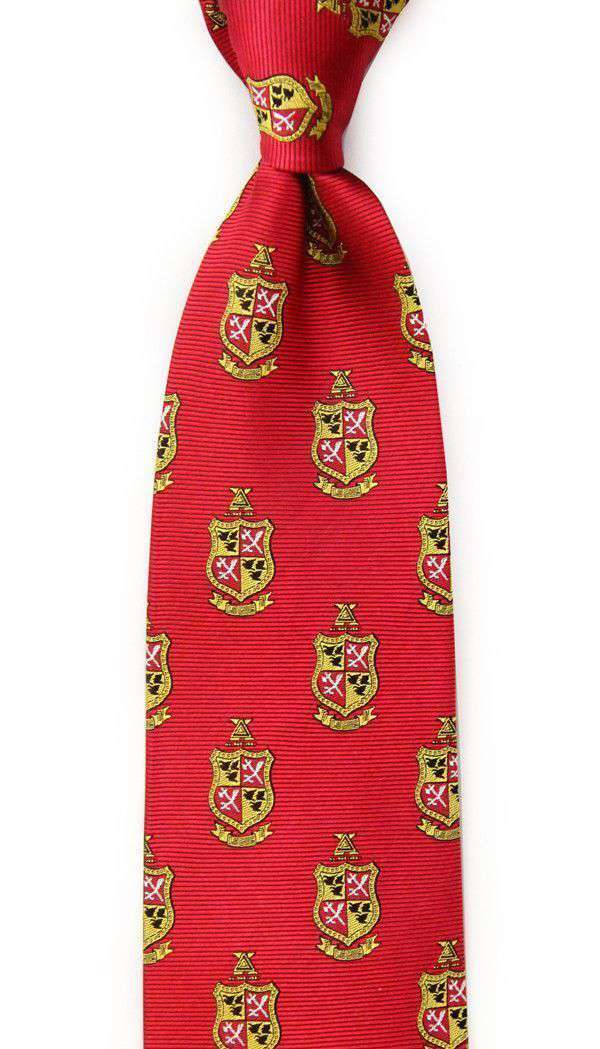 Delta Chi Neck Tie in Military Red by Dogwood Black - Country Club Prep