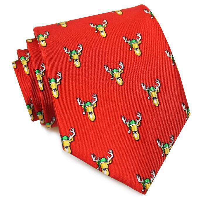 Santa Stags Tie in Red by Bird Dog Bay - Country Club Prep
