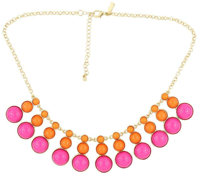 Mini Drop Statement Necklace in Fuchsia and Orange by Pink Pineapple - Country Club Prep