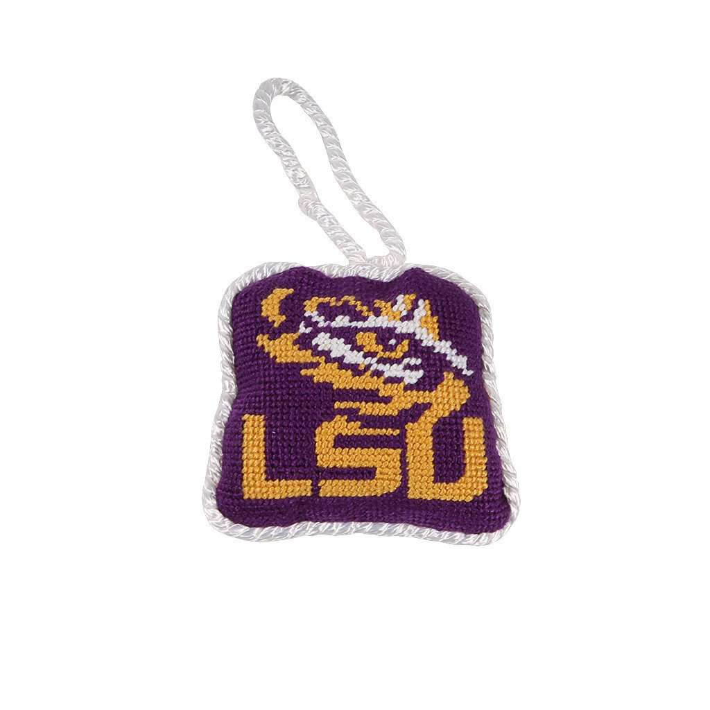Louisiana State University Needlepoint Christmas Ornament in Purple by Smathers & Branson - Country Club Prep