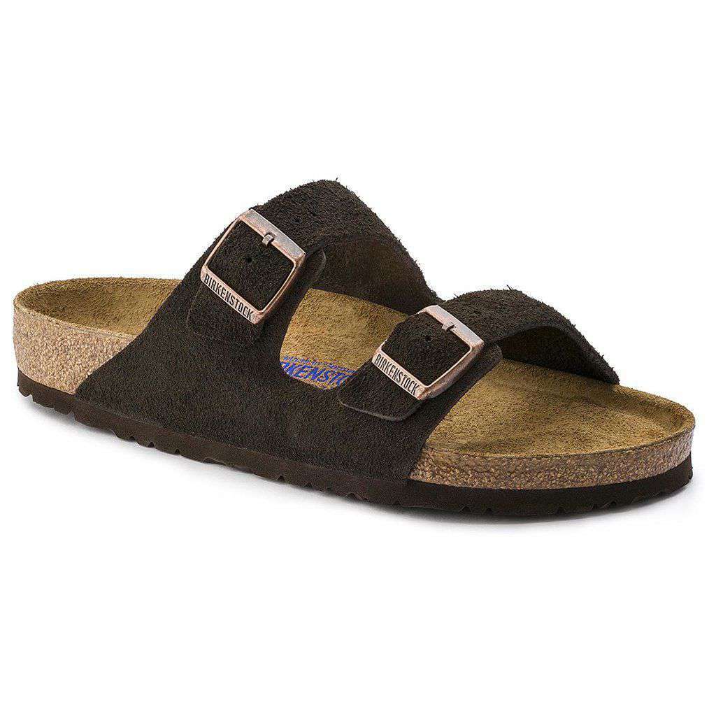 Women's Arizona Sandal in Mocha Suede Leather with Soft Footbed by Birkenstock - Country Club Prep
