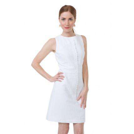 Southern Proper Scallop Dress in White Seersucker – Country Club Prep