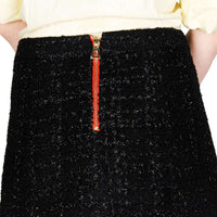 Seasonal Black Wool Tweed Skirt with Fringe Detail by Sail to Sable - Country Club Prep
