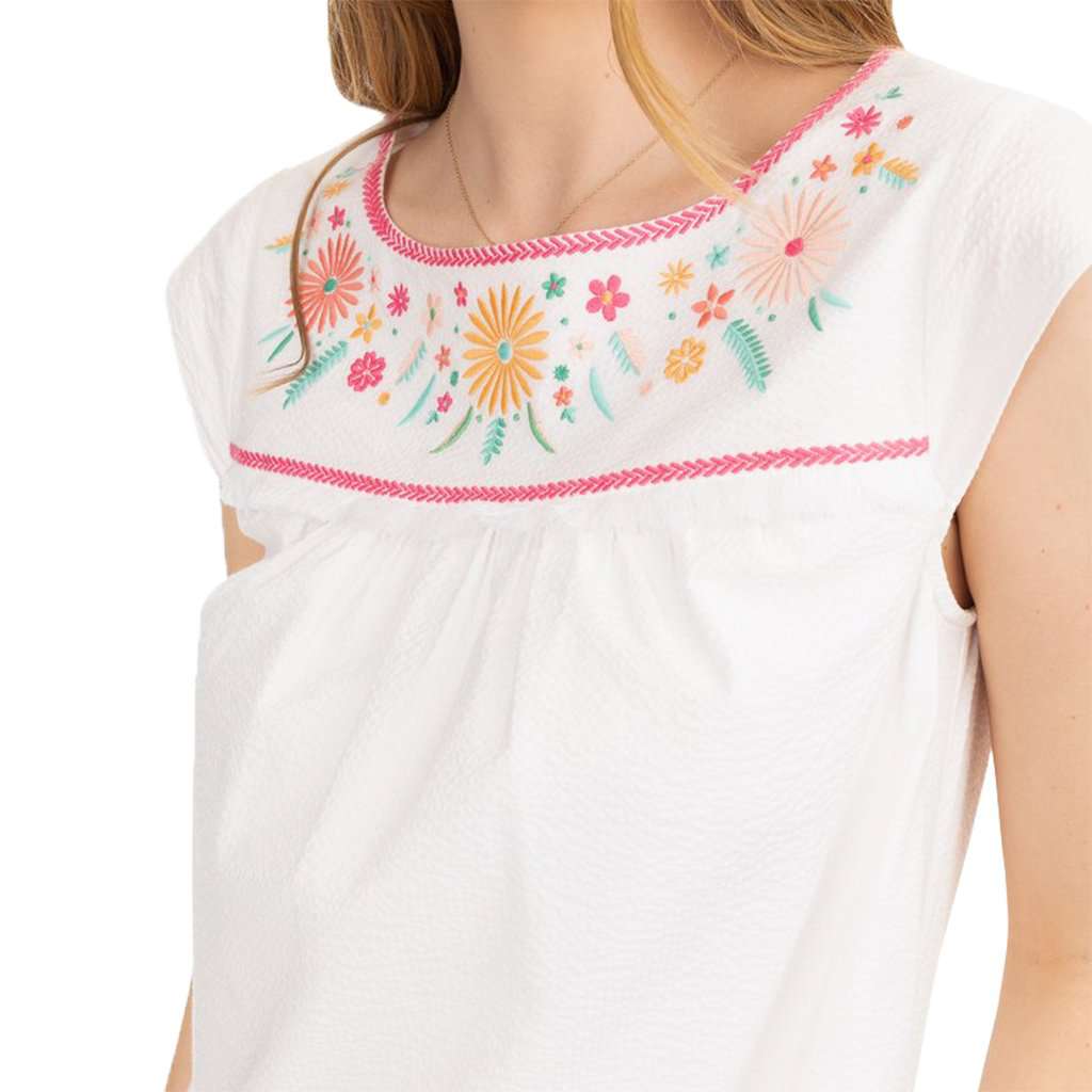 Sadie Seersucker Embroidered Dress by Southern Tide - Country Club Prep