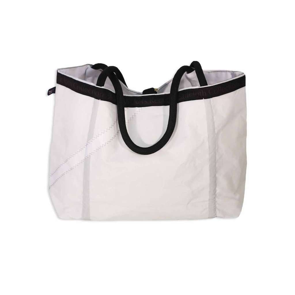 Medium Rope Tote Bag in White With Navy Number by Ella Vickers - Country Club Prep