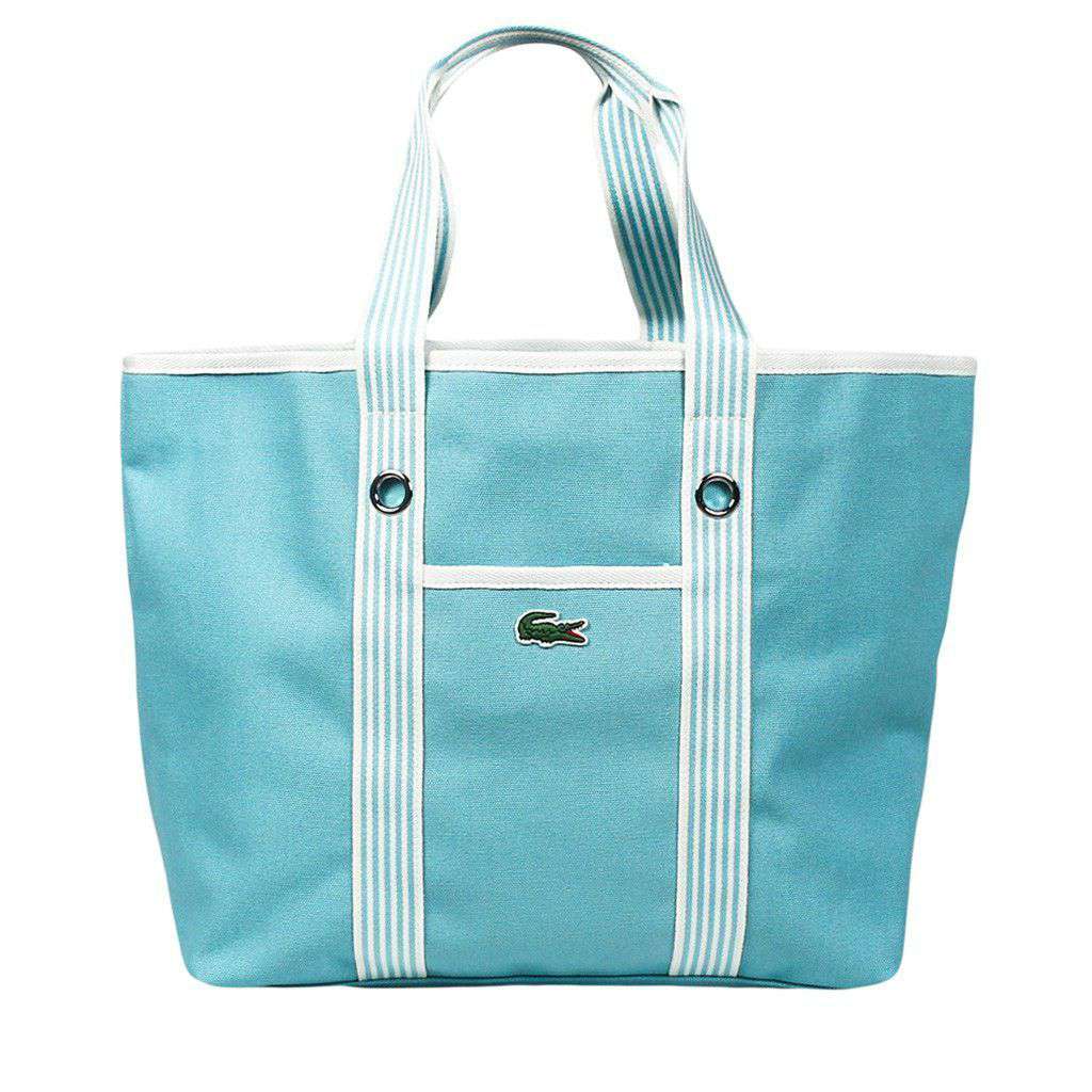 Lacoste Summer Striped Large Tote in Marine Blue and White