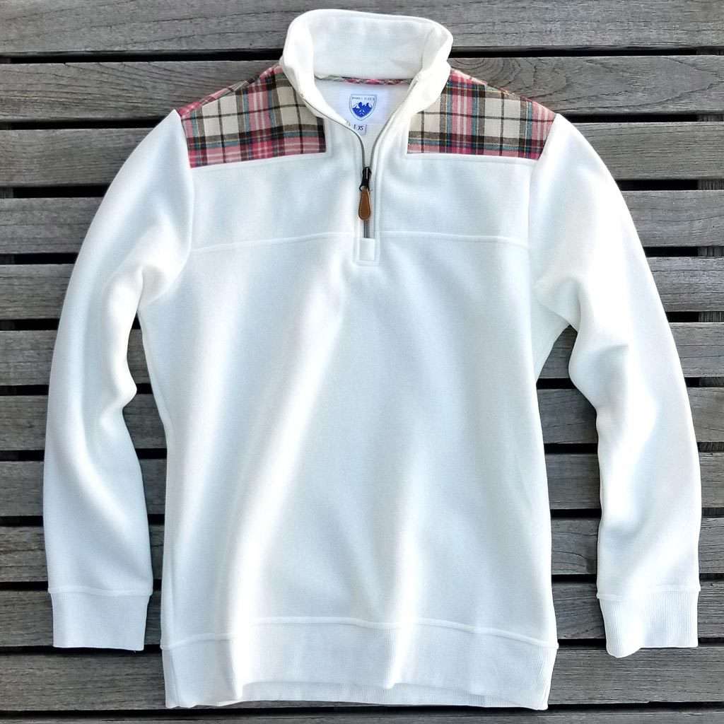 The Uppsala Pullover in White with Plaid by Nordic Fleece - Country Club Prep