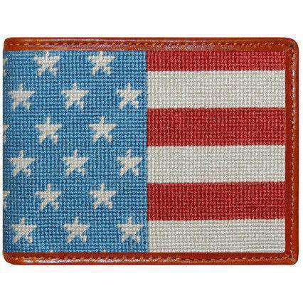Stars and Stripes Needlepoint Bi-Fold Wallet by Smathers & Branson - Country Club Prep