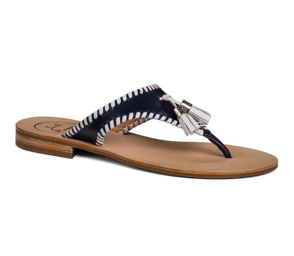 Jack Rogers Alana Sandal in Midnight Navy and White – Country Club
