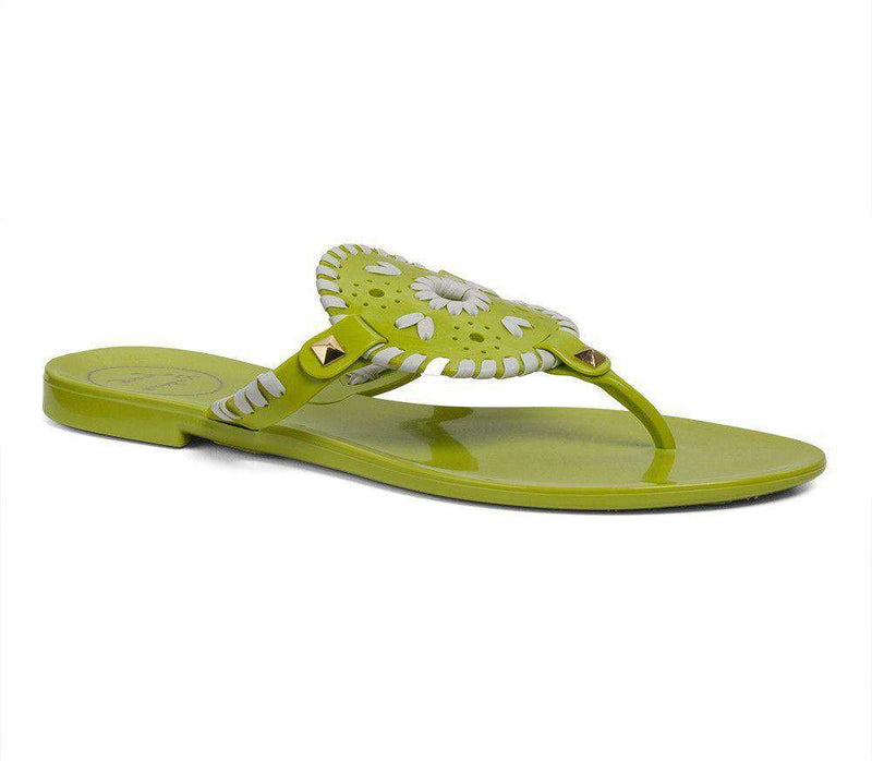 Georgica Jelly Sandal in Lime and White by Jack Rogers - Country Club Prep