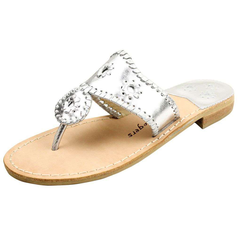 Hamptons Jack Sandal in Silver by Jack Rogers - Country Club Prep