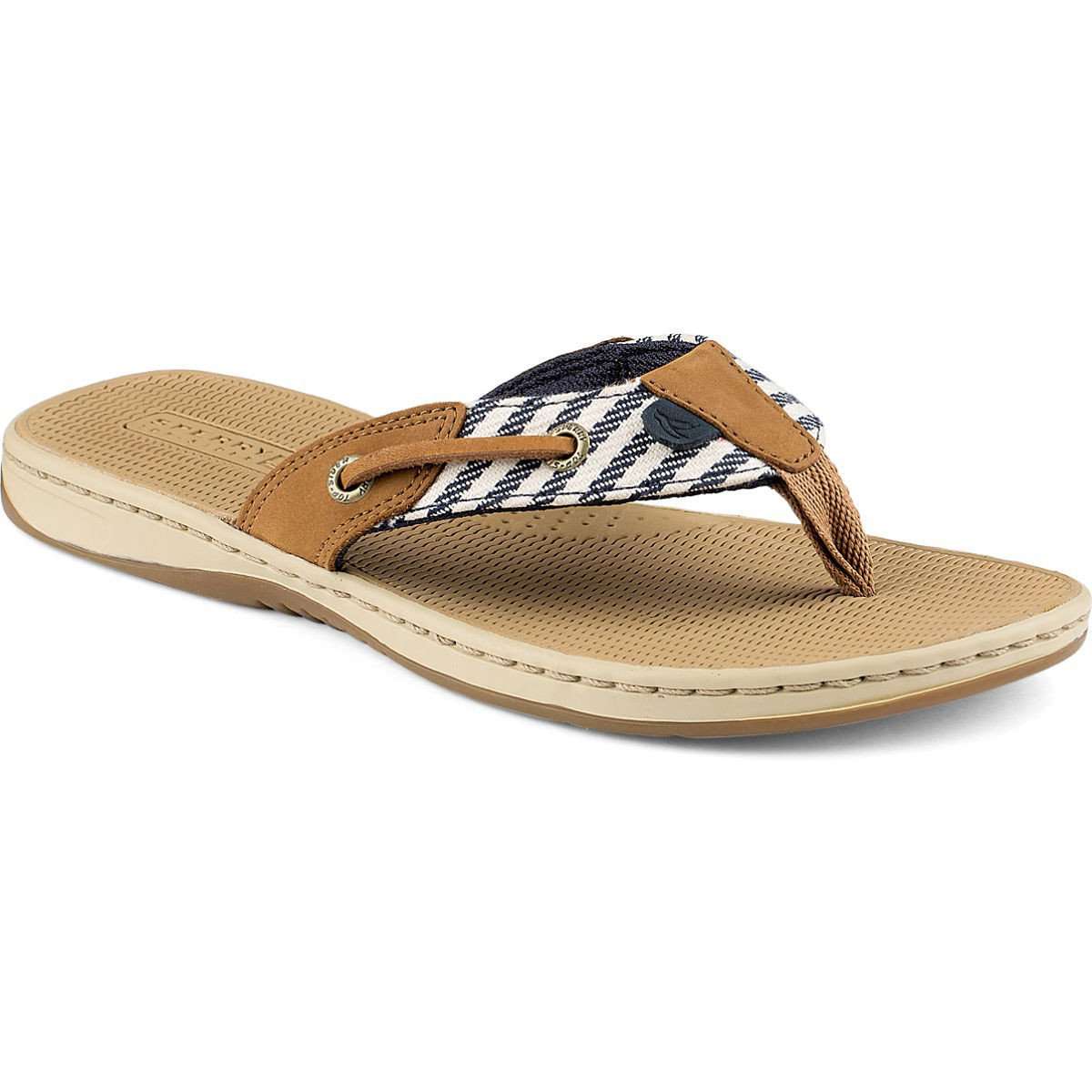 Women's Seafish Thong Sandal in Navy Stripe by Sperry - Country Club Prep
