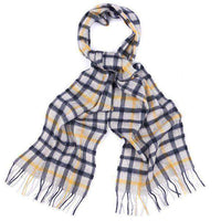 Bolt Tattersall Scarf in Grey/Navy/Yellow by Barbour - Country Club Prep