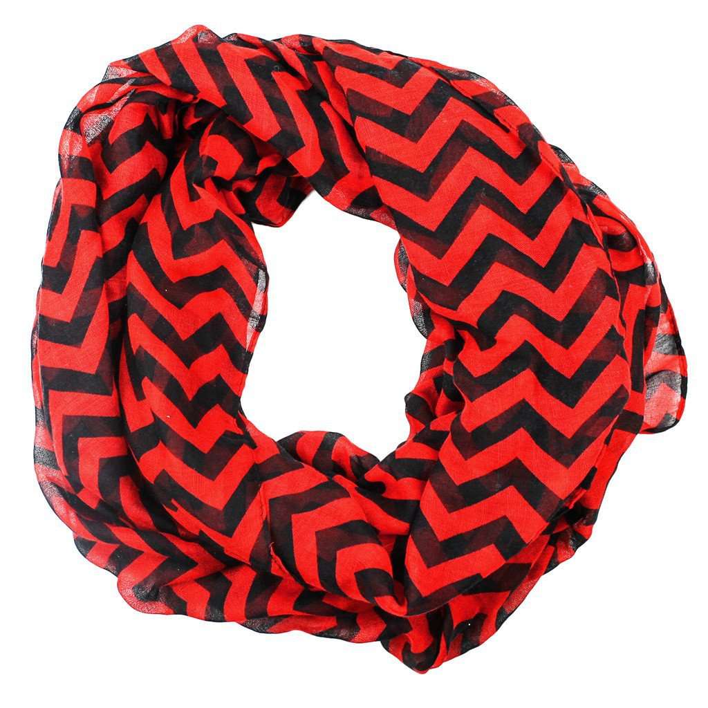 Multi Loop Scarf in Red and Black Chevron by Scarf 4 You - Country Club Prep