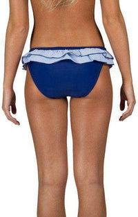 Blue Seersucker Ruffle Bikini Bottom by Lauren James - Country Club Prep