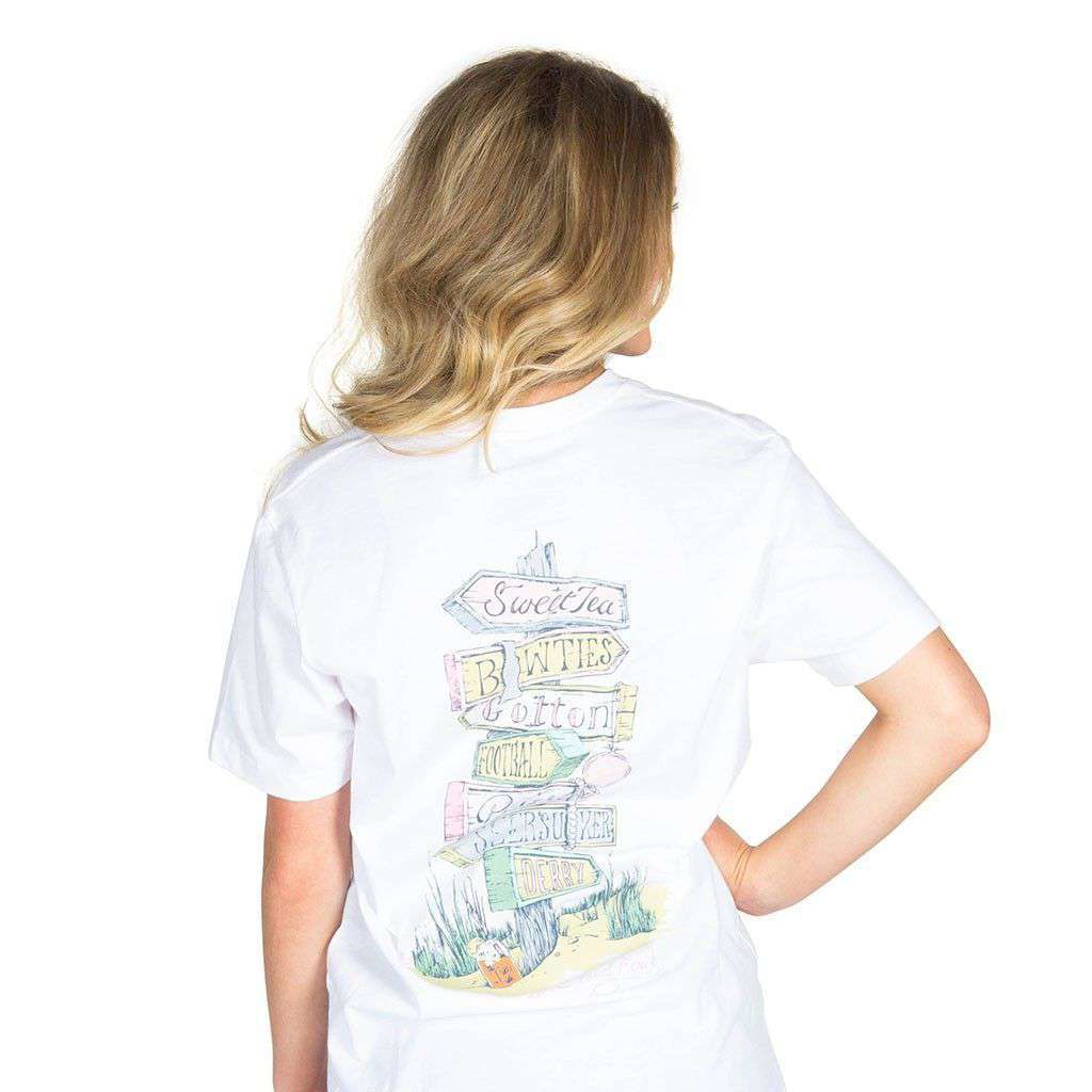 All Roads Lead South Pocket Tee in White by Lauren James - Country Club Prep