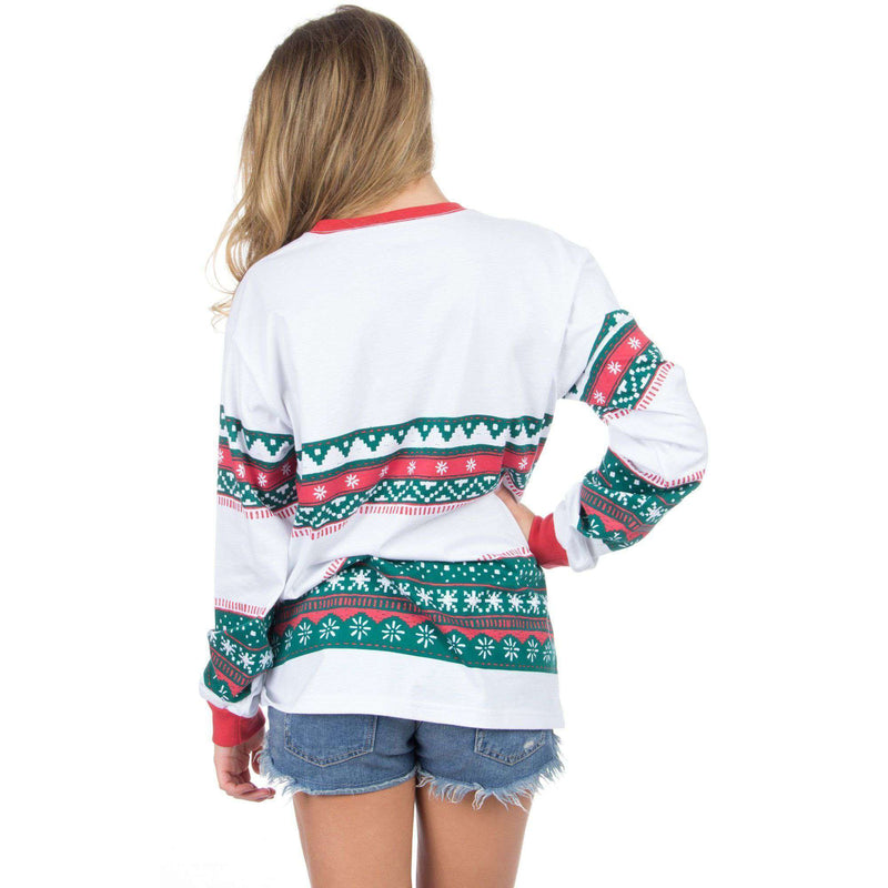 Christmas Sweater Long Sleeve Tee Shirt in Red/Green by Lauren James - Country Club Prep