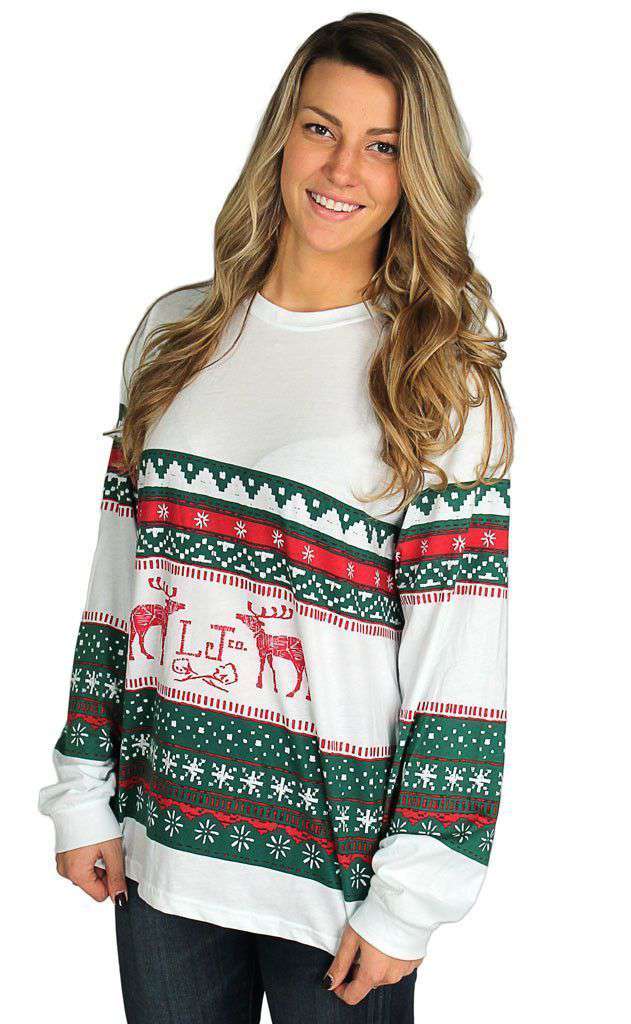 Lauren James Christmas Sweater Tee in Green Red Country Club Prep