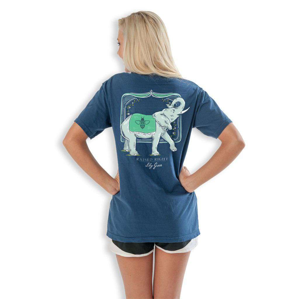 Elephant Raised Right Tee in True Navy  by Lily Grace - Country Club Prep