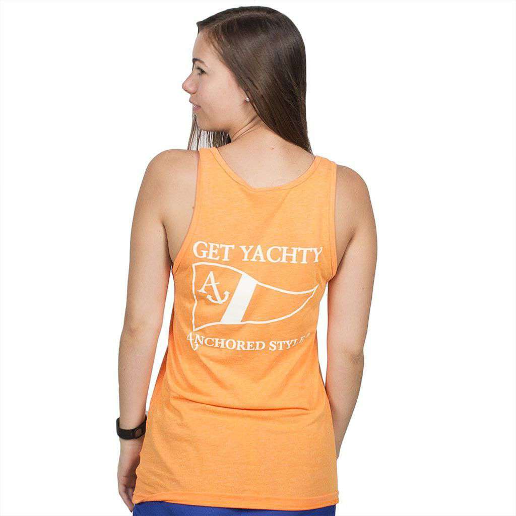 Get Yachty Tank Top in Neon Heather Orange by Anchored Style - Country Club Prep