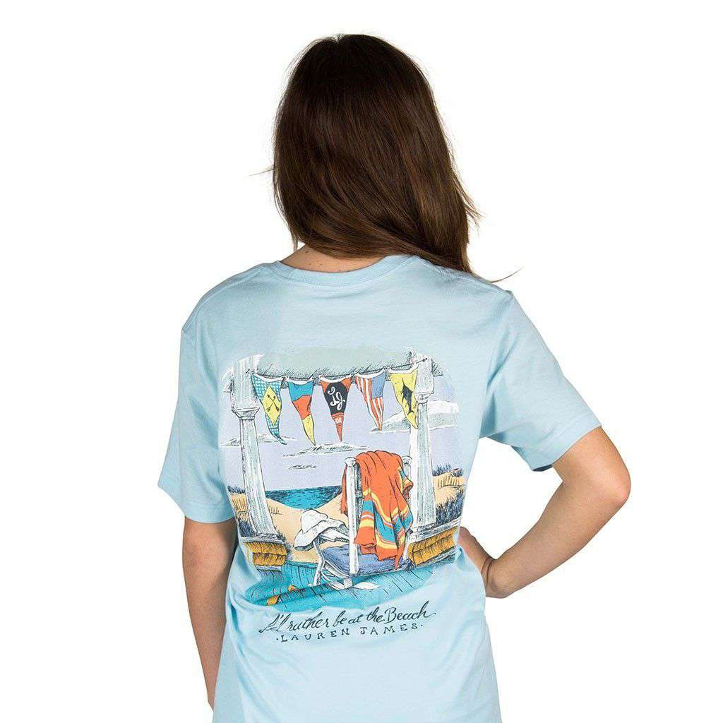 Lauren James I'd Rather Be at the Beach Pocket Tee in Light Blue