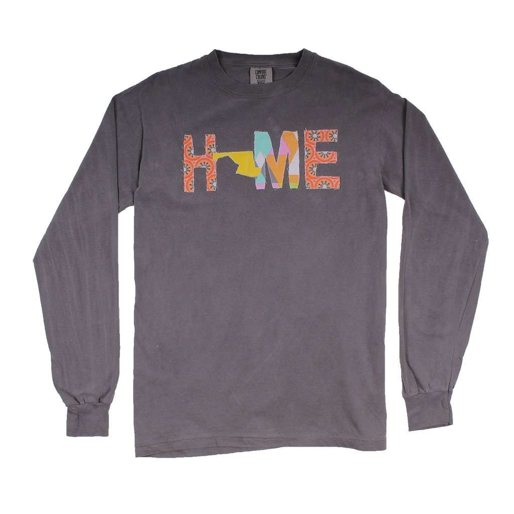 Maryland Home Long Sleeve Tee in Gray by Southern Roots - Country Club Prep