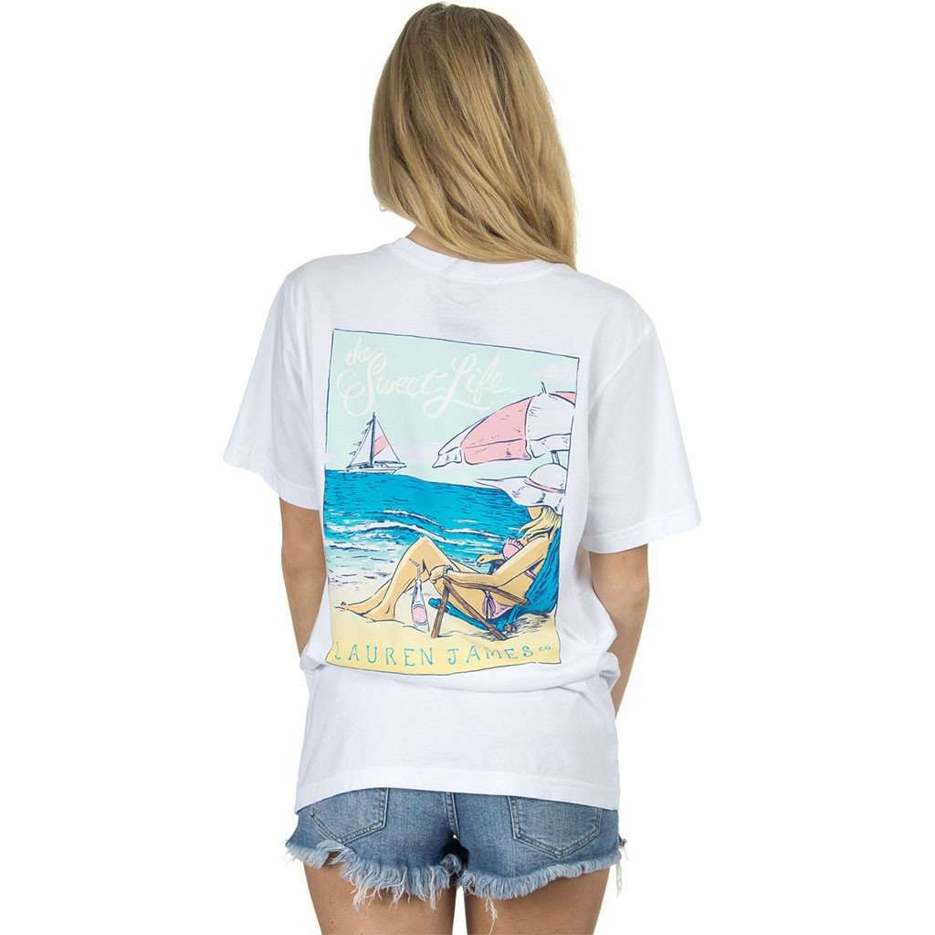 Lauren James The Sweet Life At the Beach Tee in White – Country - Main Image