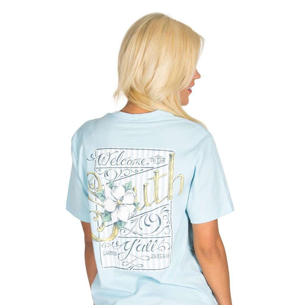Lauren James Welcome to the South Pocket Tee in Blue – Country