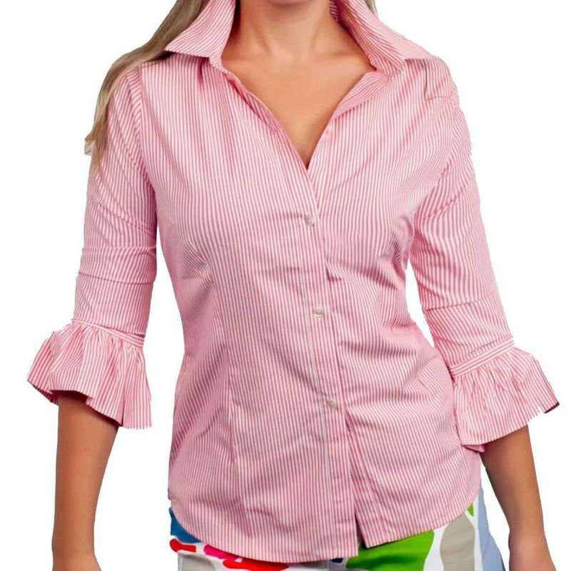 Priss Brooks Blouse in Coral by Gretchen Scott Designs - Country Club Prep