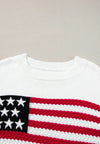 US Flag Side Slit Drop Shoulder Sweater - Country Club Prep