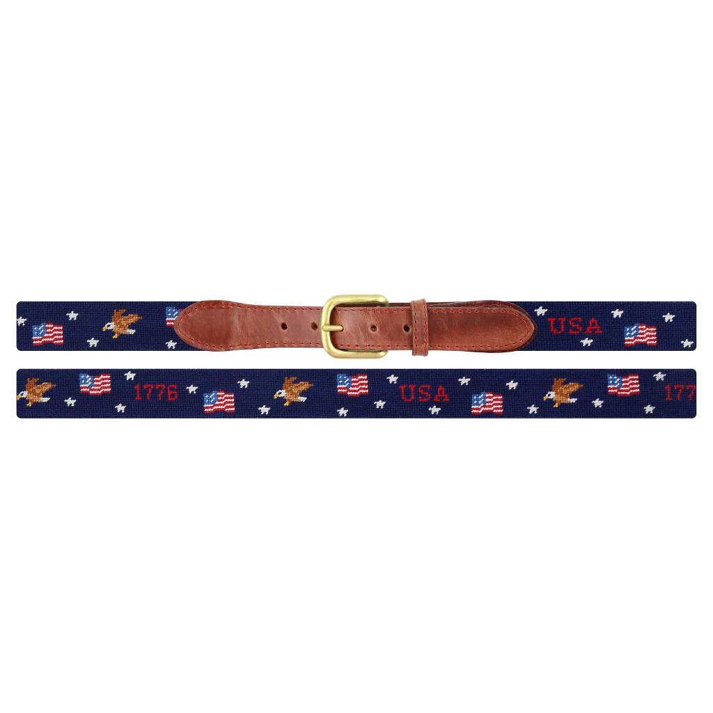 Americana Pattern Needlepoint Belt by Smathers & Branson - Country Club Prep