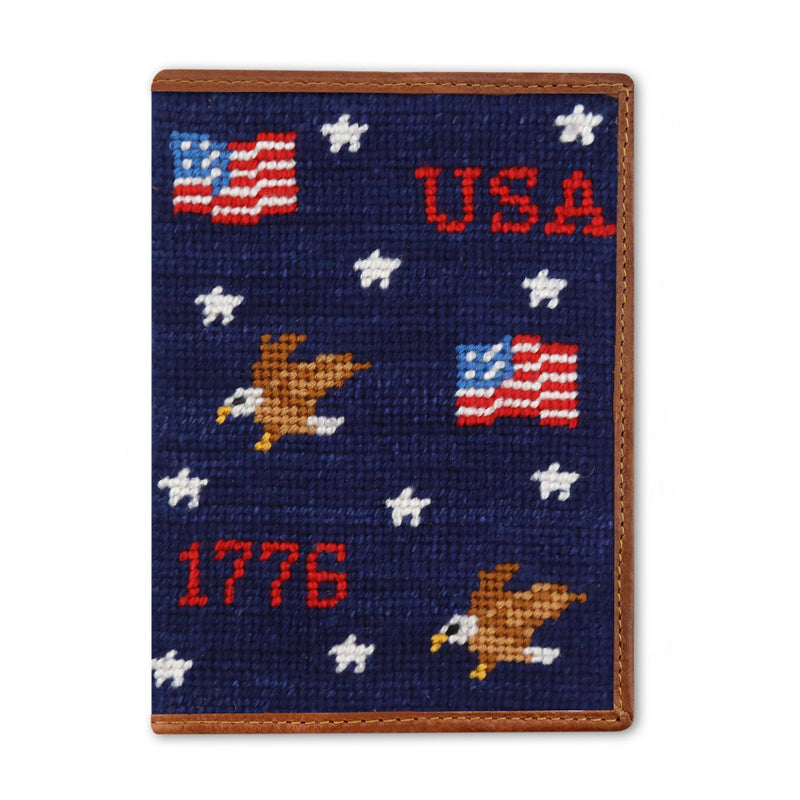 Americana Pattern Needlepoint Passport Case by Smathers & Branson