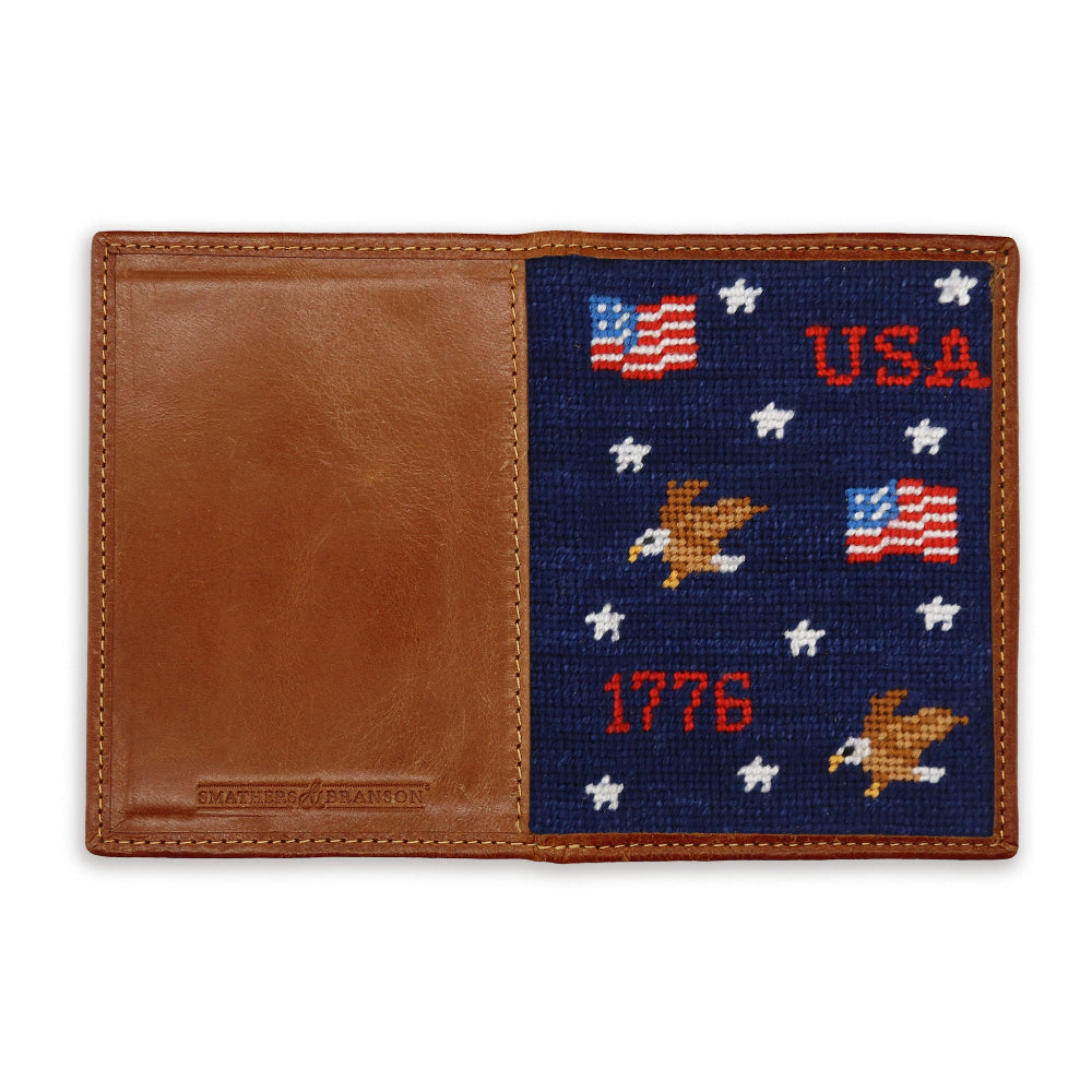 Americana Pattern Needlepoint Passport Case by Smathers & Branson