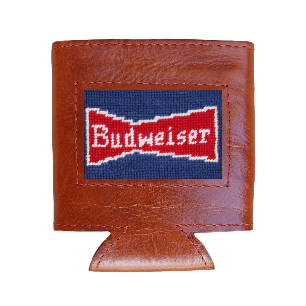 Budweiser Vintage Bow Tie Needlepoint Can Cooler by Smathers & Branson - Country Club Prep
