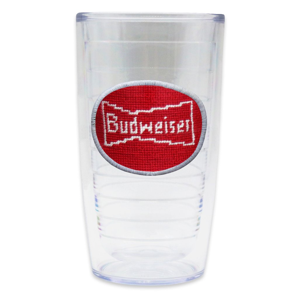 Budweiser Vintage Bow Tie Needlepoint Tumbler by Smathers & Branson - Country Club Prep