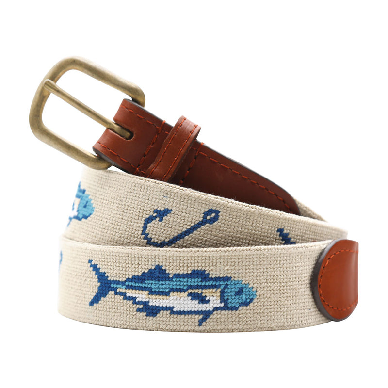 Azul Fish Needlepoint Belt by Smathers & Branson - Country Club Prep