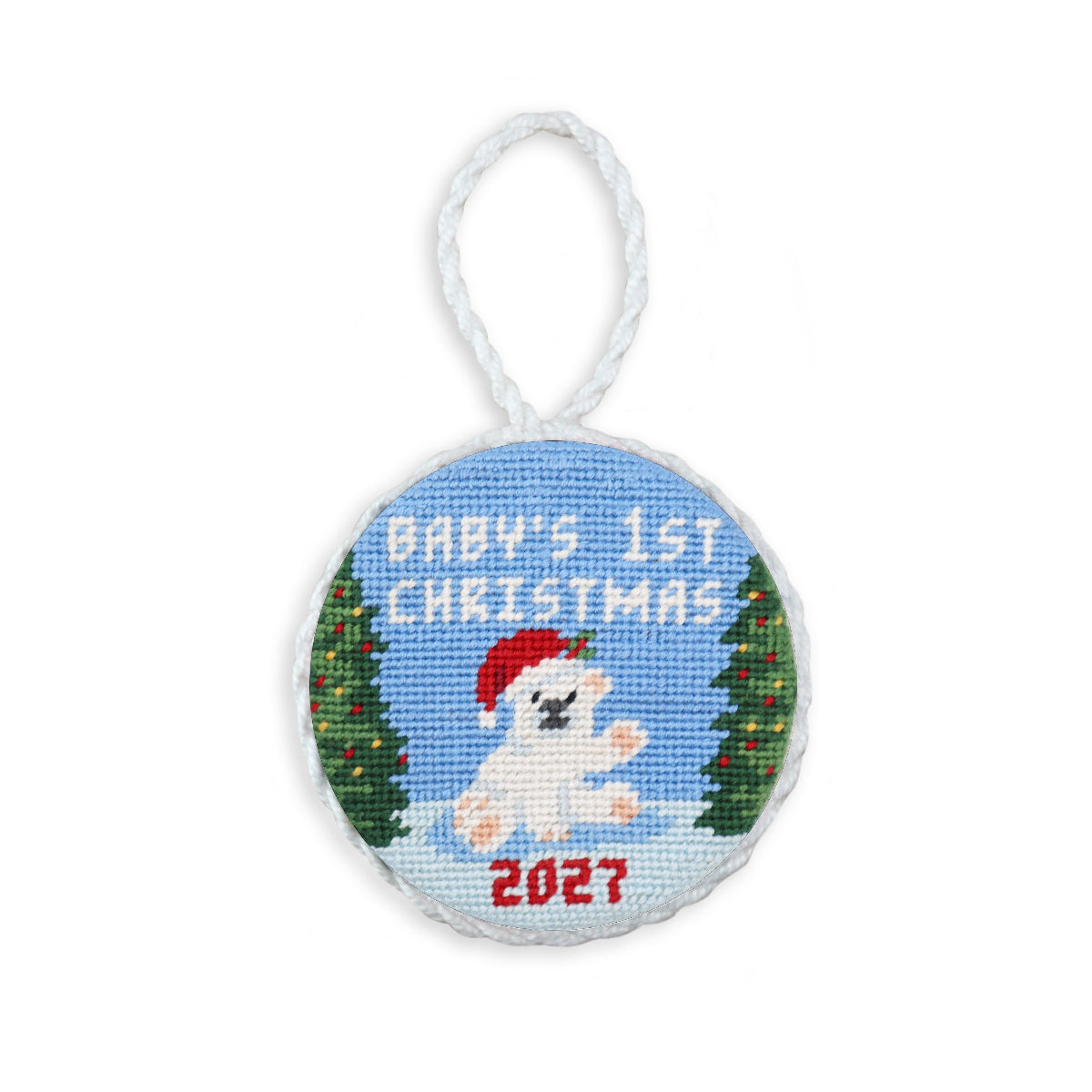 Baby's 1st Christmas Polar Bear 2027 Needlepoint Ornament by Smathers & Branson - Country Club Prep